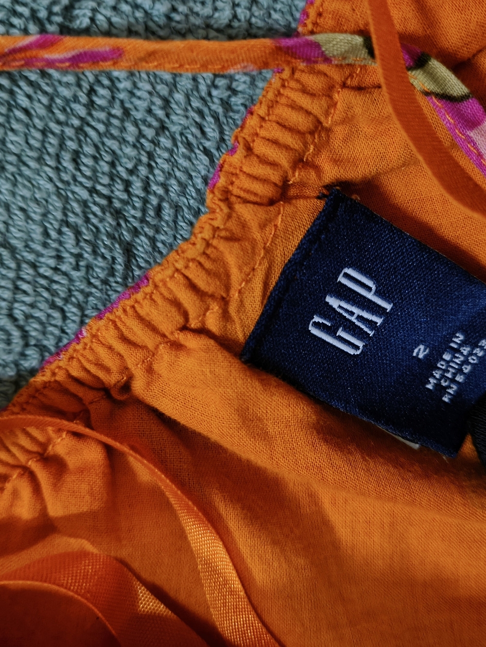 GAP Y2K 2006 Pink Orange Floral Drop Waist Dress Size 2 - Picture 12 of 13